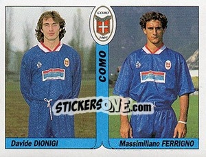 Figurina Davide Dionigi / Massimiliano Ferrigno - Italy Tutto Calcio 1994-1995 - Sl