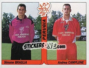 Cromo Simone Braglia / Andrea Camplone - Italy Tutto Calcio 1994-1995 - Sl