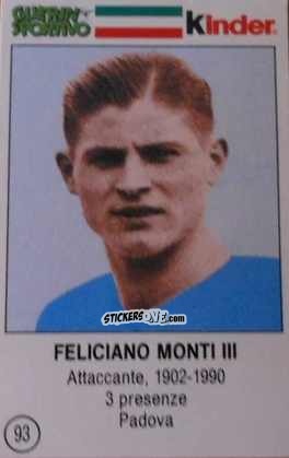 Figurina Feliciano Monti III - Azzurri. La Storia Della Nazionale Italiana n. 93 - Guerin Sportivo