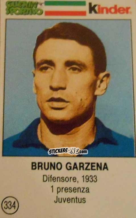 Cromo Bruno Garzena - Azzurri. La Storia Della Nazionale Italiana n. 334 - Guerin Sportivo