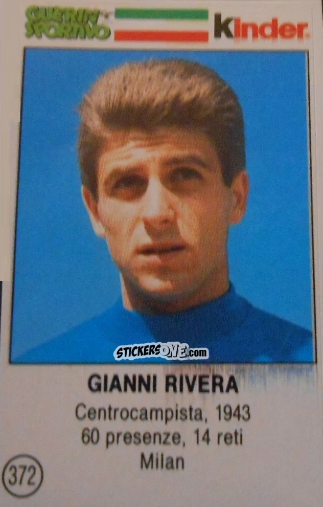 Sticker Gianni Rivera - Azzurri. La Storia Della Nazionale Italiana n. 372 - Guerin Sportivo