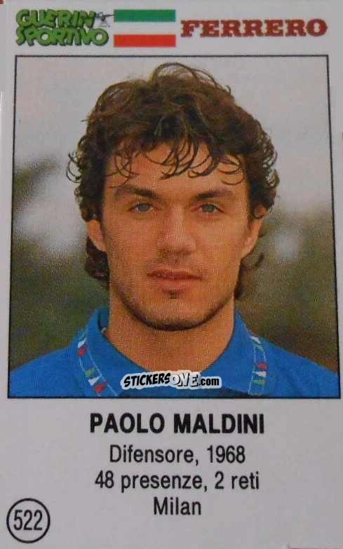 Sticker Paolo Maldini - Azzurri. La Storia Della Nazionale Italiana n. 522 - Guerin Sportivo