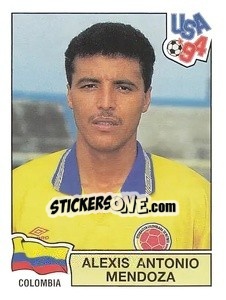 Cromo Alexis Antonio Mendoza - Campeonato De Futebol Mundial 1994 - Panini