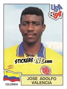 Sticker Jose Adolfo Valencia - Campeonato De Futebol Mundial 1994 n. 66 - Panini