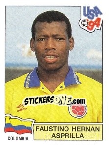 Sticker Faustino Herman Asprilla - Campeonato De Futebol Mundial 1994 n. 68 - Panini