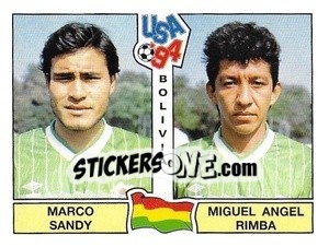 Cromo Marco Sandy / Miguel Angel Rimba - Campeonato De Futebol Mundial 1994 - Panini