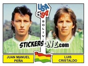 Cromo Juan Manuel Peña / Luis Cristaldo - Campeonato De Futebol Mundial 1994 - Panini