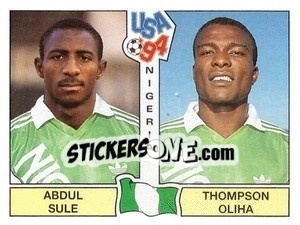 Cromo Abdul Sule / Thompson Oliha - Campeonato De Futebol Mundial 1994 - Panini