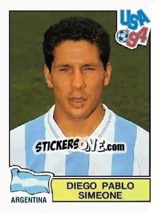 Cromo Diego Pablo Simeone - Campeonato De Futebol Mundial 1994 - Panini