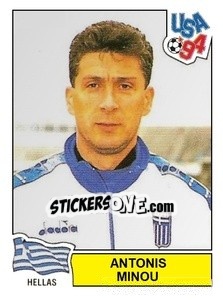 Sticker Antonis Minou - Campeonato De Futebol Mundial 1994 - Panini