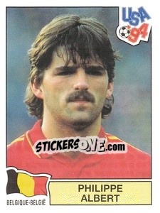 Sticker Philippe Albert - Campeonato De Futebol Mundial 1994 - Panini