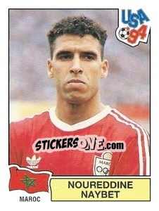 Figurina Noureddine Naybet - Campeonato De Futebol Mundial 1994 - Panini