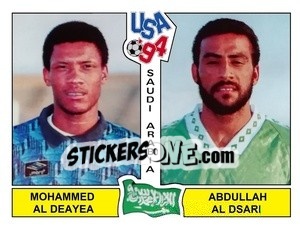 Sticker Mohammed Al Deayea / Abdullah Al Dsari - Campeonato De Futebol Mundial 1994 - Panini