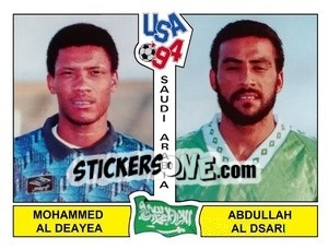 Sticker Mohammed Al Deayea / Abdullah Al Dsari - Campeonato De Futebol Mundial 1994 n. 436 - Panini