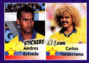 Sticker Andres Estrada / Carlos Valderrama - World Cup 1998 - Diamond