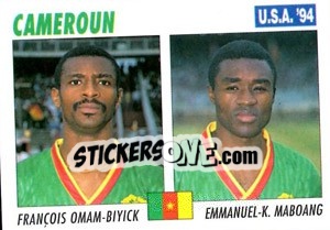 Sticker Francois Omam-Biyick / Emmanuel-K.Maboang - Italy World Cup USA 1994 n. 121 - Sl