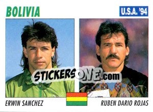 Sticker Erwin Sanchez / Ruben Dario Rojas - Italy World Cup USA 1994 n. 131 - Sl
