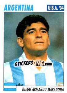 Sticker Diego Armando Maradona - Italy World Cup USA 1994 n. 202 - Sl
