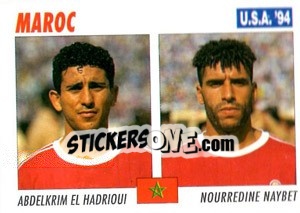 Sticker Abdelkrim El Hadrioui / Nourredine Naybet - Italy World Cup USA 1994 n. 313 - Sl