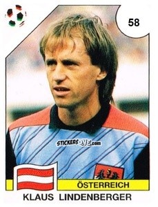 Sticker Klaus Lindenberger - Campeonato De Futebol Mundial 1990 n. 58 - Panini