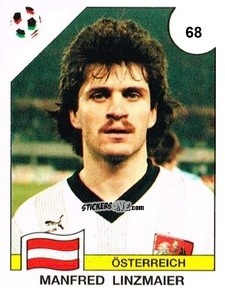 Sticker Manfred Linzmaier - Campeonato De Futebol Mundial 1990 n. 68 - Panini
