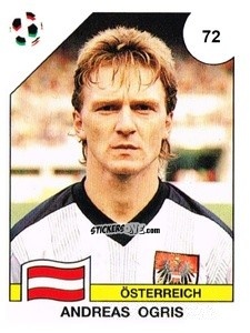 Sticker Andreas Ogris - Campeonato De Futebol Mundial 1990 n. 72 - Panini