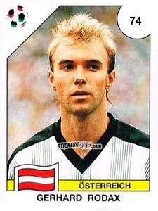 Sticker Gerhard Rodax - Campeonato De Futebol Mundial 1990 n. 74 - Panini
