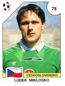 Sticker Ludek Miklosko - Campeonato De Futebol Mundial 1990 n. 78 - Panini