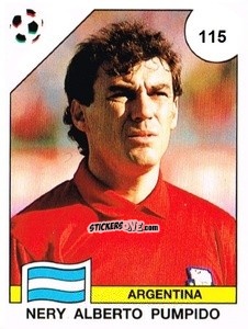 Sticker Nery Alberto Pumpido - Campeonato De Futebol Mundial 1990 n. 115 - Panini