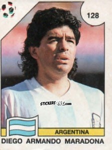 Sticker Diego Armando Maradona - Campeonato De Futebol Mundial 1990 n. 128 - Panini