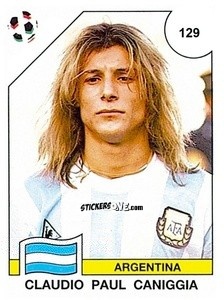 Sticker Claudio Paul Caniggia - Campeonato De Futebol Mundial 1990 n. 129 - Panini