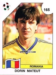 Sticker Dorin Mateut - Campeonato De Futebol Mundial 1990 n. 165 - Panini
