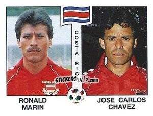 Sticker Ronald Marin / Jose Carlos Chavez - Campeonato De Futebol Mundial 1990 n. 186 - Panini