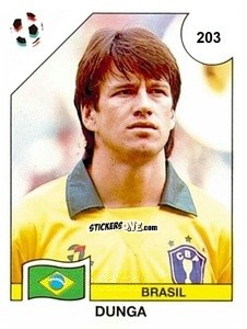 Sticker Dunga - Campeonato De Futebol Mundial 1990 n. 203 - Panini