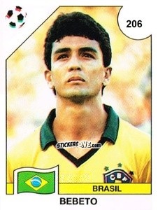 Sticker Bebeto - Campeonato De Futebol Mundial 1990 n. 206 - Panini