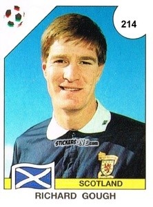 Sticker Richard Gough - Campeonato De Futebol Mundial 1990 n. 214 - Panini
