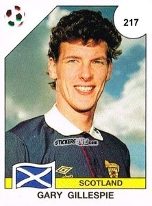 Sticker Gary Gillespie - Campeonato De Futebol Mundial 1990 n. 217 - Panini