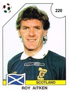 Sticker Roy Aitken - Campeonato De Futebol Mundial 1990 n. 220 - Panini