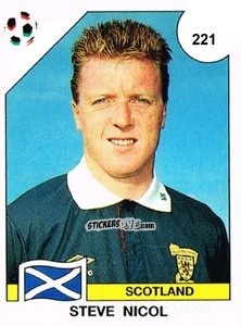Sticker Steve Nicol - Campeonato De Futebol Mundial 1990 n. 221 - Panini