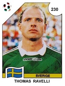Sticker Thomas Ravelli - Campeonato De Futebol Mundial 1990 n. 230 - Panini