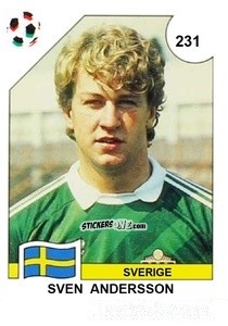Sticker Sven Andersson - Campeonato De Futebol Mundial 1990 n. 231 - Panini