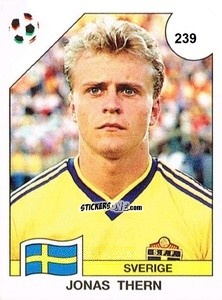 Sticker Jonas Thern - Campeonato De Futebol Mundial 1990 n. 239 - Panini