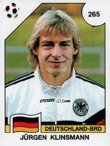 Sticker Jürgen Klinsmann - Campeonato De Futebol Mundial 1990 n. 265 - Panini
