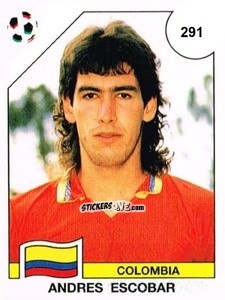 Sticker Andres Escobar - Campeonato De Futebol Mundial 1990 n. 291 - Panini