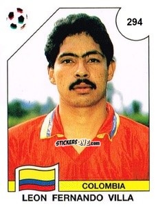 Sticker Leon Fernando Villa - Campeonato De Futebol Mundial 1990 n. 294 - Panini