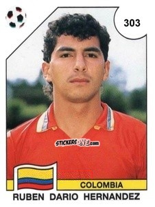 Sticker Ruben Dario Hernandez - Campeonato De Futebol Mundial 1990 n. 303 - Panini