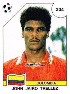 Sticker John Jairo Trellez - Campeonato De Futebol Mundial 1990 n. 304 - Panini
