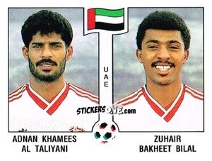 Sticker Adnan Khamees Al Taliyani / Zuhair Bakheet Bilal - Campeonato De Futebol Mundial 1990 n. 314 - Panini