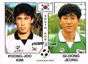 Sticker Poong-Joo Kim / Gi-Dong Jeong - Campeonato De Futebol Mundial 1990 n. 317 - Panini