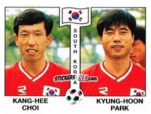 Sticker Kang-Hee Choi / Kyung-Hoon Park - Campeonato De Futebol Mundial 1990 n. 318 - Panini